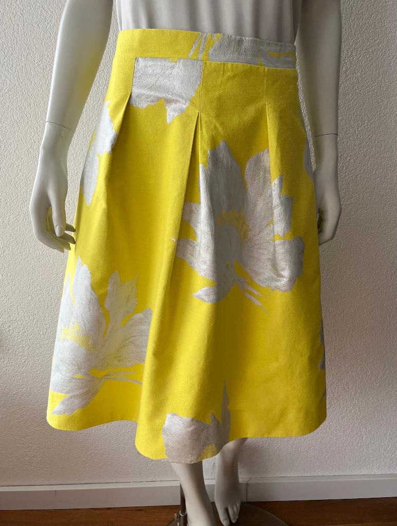 Natan rok 40 geel | luxe designer rok dames | metallic rok, Maat 38/40 (M), Verzenden, Geel, Knielengte