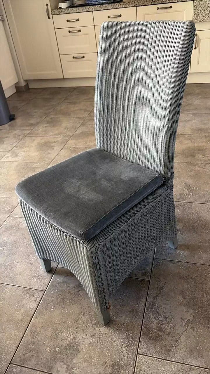 6 rotan eetkamerstoelen, Huis en Inrichting, Stoelen, Ophalen, Gebruikt, Riet of Rotan, Grijs