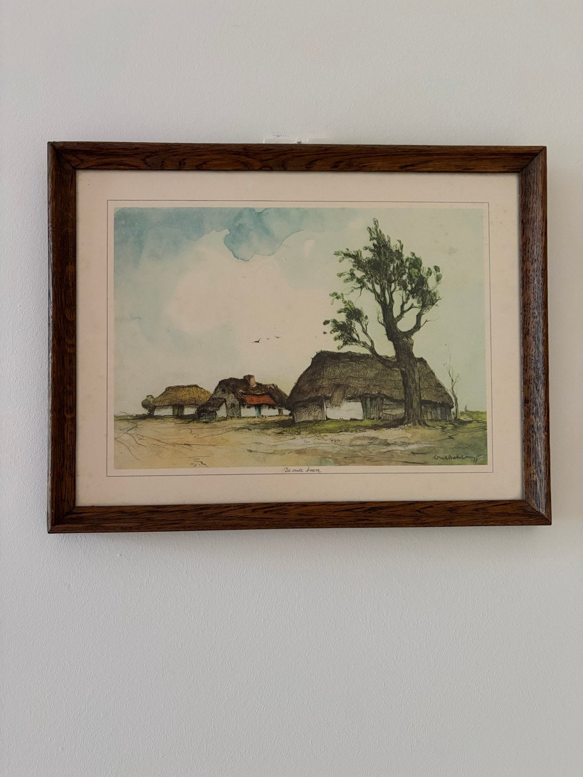 Kunst reproductie | Houten Lijst | Mat Glas | vintage, Antiek en Kunst, Kunst | Schilderijen | Klassiek, Ophalen, Realistisch