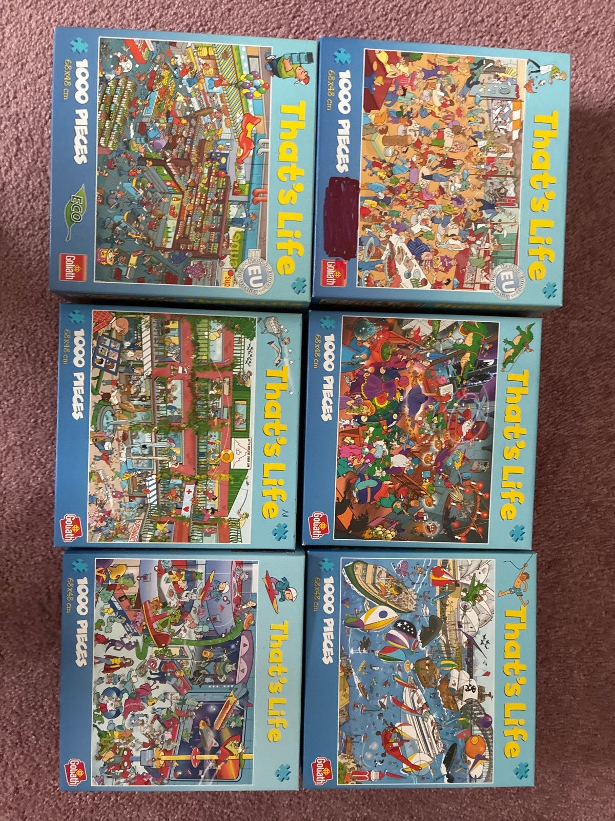 6 Goliath That's Life Puzzels - 1000 Stukjes, Ophalen, 500 t/m 1500 stukjes, Gebruikt, Legpuzzel