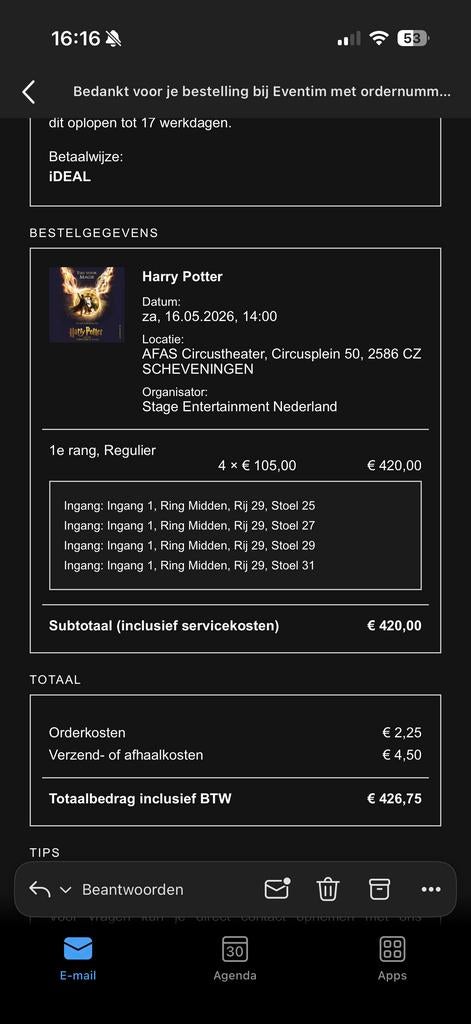 Harry potter musical, Tickets en Kaartjes, Theater | Musical, Drie personen of meer, Mei