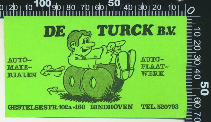 Sticker: De Turck Automaterialen - Eindhoven (4), Verzamelen, Ophalen of Verzenden, Zo goed als nieuw, Bedrijf of Vereniging