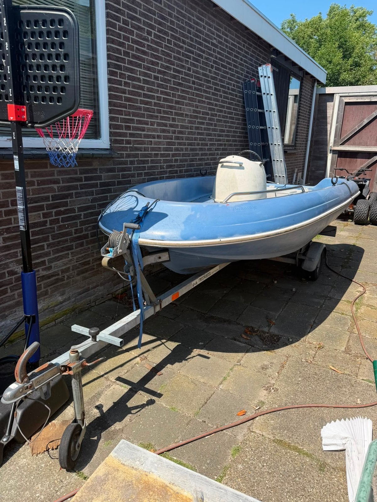 Boot 420 kunststof, Watersport en Boten, Ophalen, Gebruikt, Buitenboordmotor, Trailer