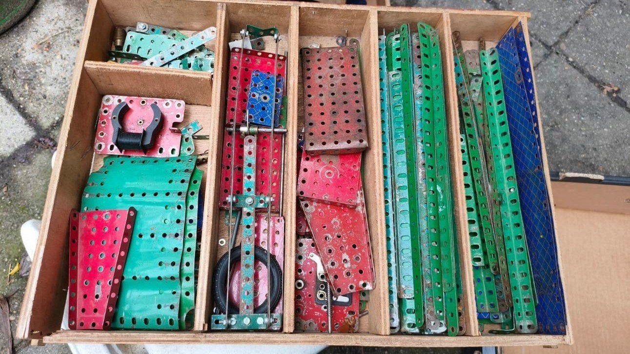 grote partij vintage meccano onderdelen, Antiek en Kunst, Antiek | Speelgoed, Ophalen of Verzenden