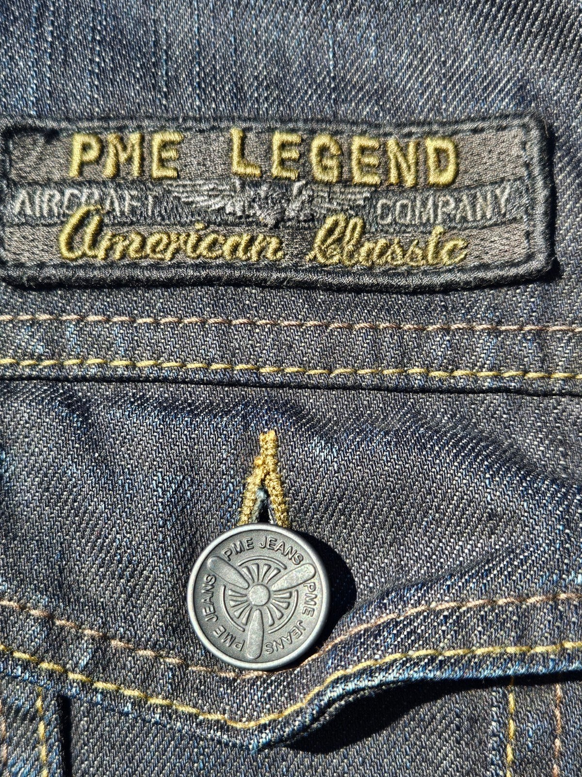 Pme Legend spijkerjas / denim jeans jack met badges (L) zgn, Kleding | Heren, Jassen | Zomer, Maat 52/54 (L), Blauw, ., Ophalen of Verzenden