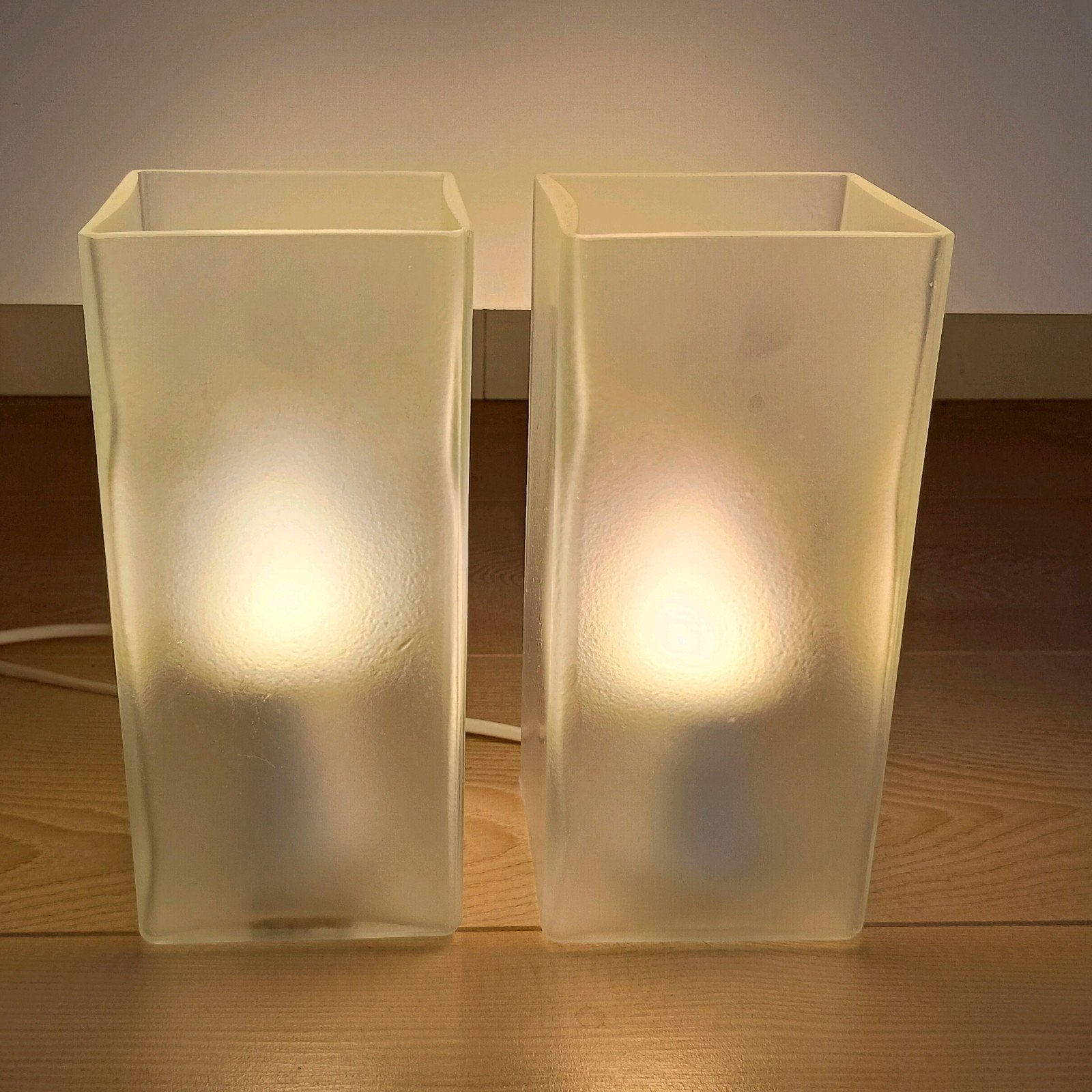 Ikea melkglas tafellampjes vintage set van twee, Ophalen of Verzenden, IKEA, Vintage
