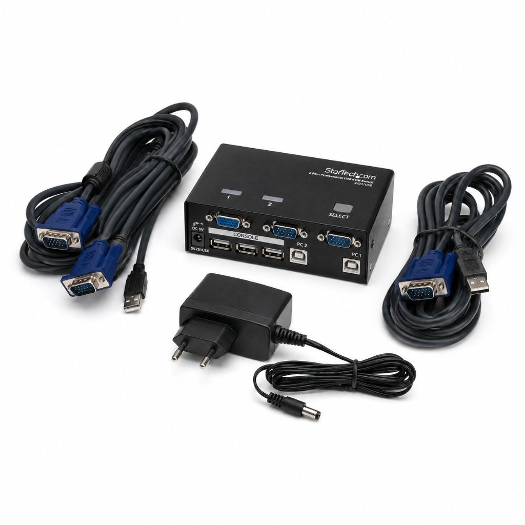 StarTech SV231USB 2-Poorts USB KVM-Switch met VGA & Kabels