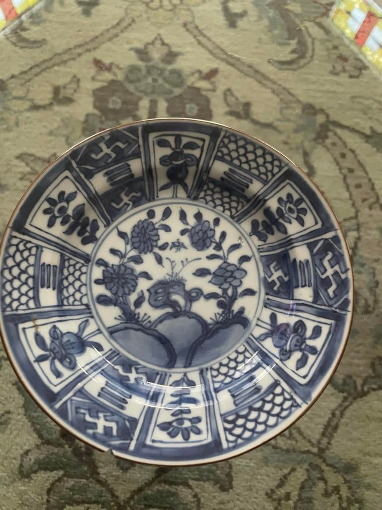 Antiek Chinees Wanli kraak porselein schaaltje, blauw-wit, Ophalen of Verzenden