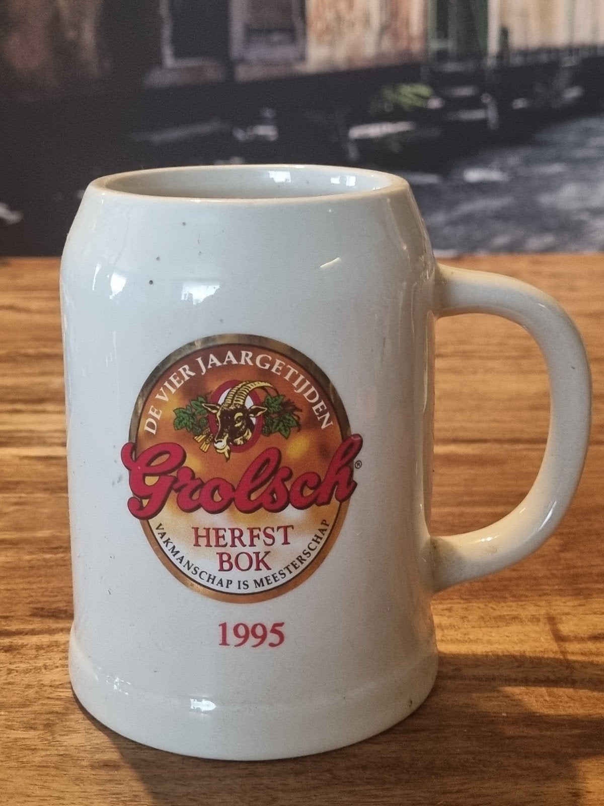 Grolsch Herfst Bok Bierpul 1995, Verzamelen, Ophalen of Verzenden, Zo goed als nieuw, Pul(len), Grolsch