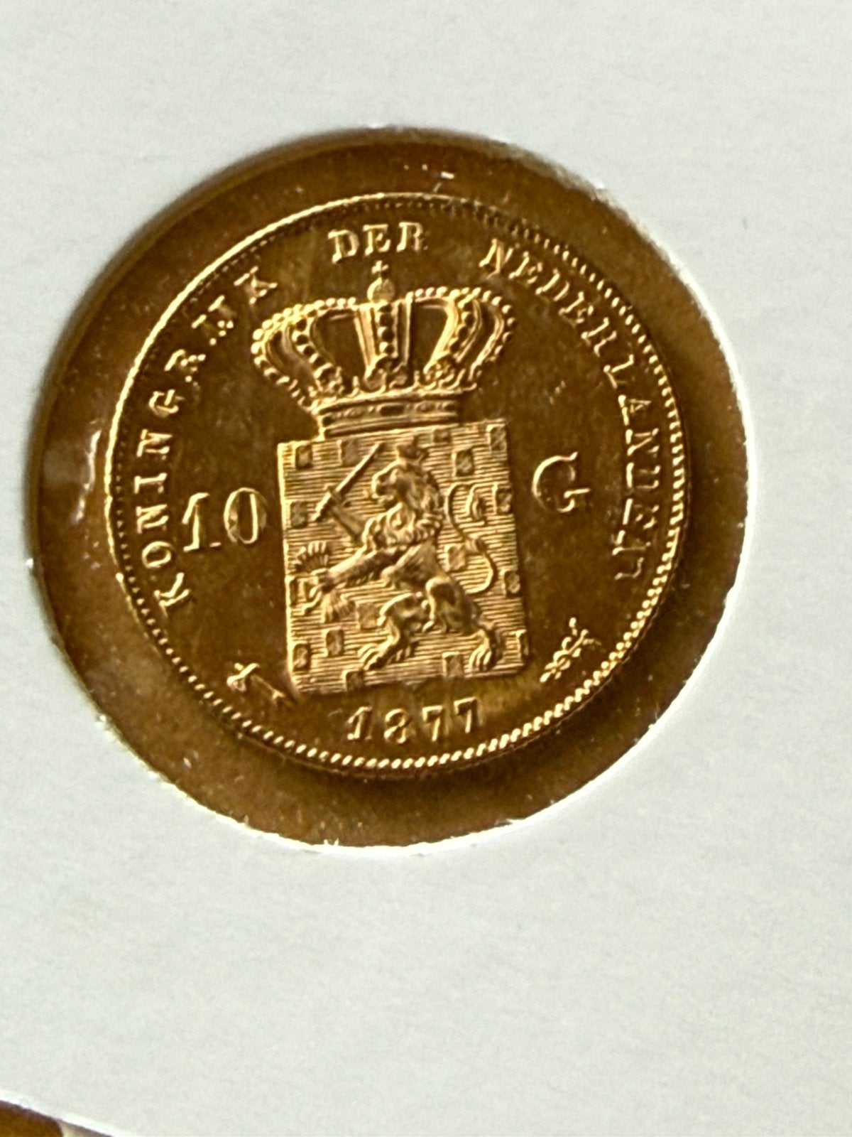 Gouden tientje 1877, Postzegels en Munten, Munten | Nederland, Koning Willem III, Losse munt, Goud, Overige waardes