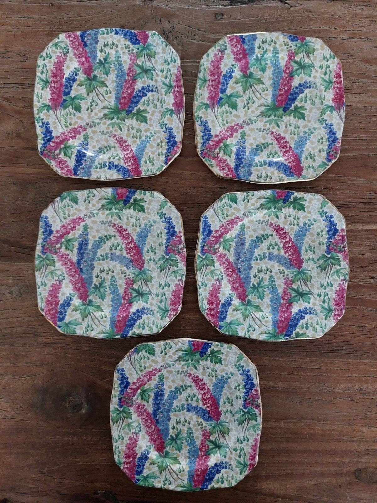 Royal Winton Grimwades, Chintz Delphinium, gebaksbordje x5, Ophalen of Verzenden