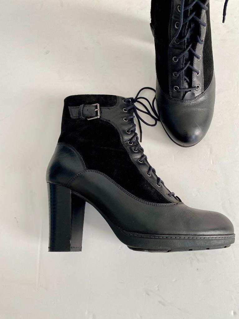 H680 Geox maat 40 lage laarsjes hak laarzen schoenen zwart, Geox, Zwart, Ophalen of Verzenden, Zo goed als nieuw