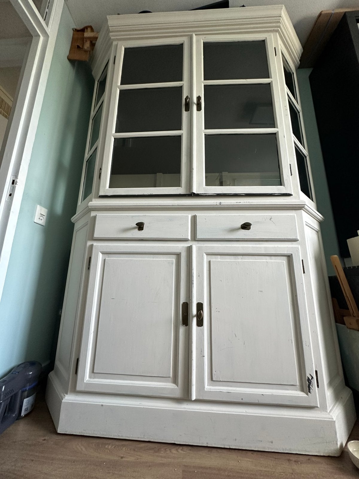Blikvanger! Buffetkast off-white met annie Slone kalkverf., Huis en Inrichting, Ophalen, Gebruikt, 200 cm of meer, Brocante, landelijk