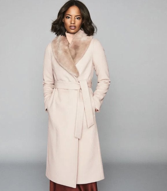 Reiss Dawson wollen mantel, Kleding | Dames, Jassen | Winter, Maat 38/40 (M), Reiss, Verzenden, Beige