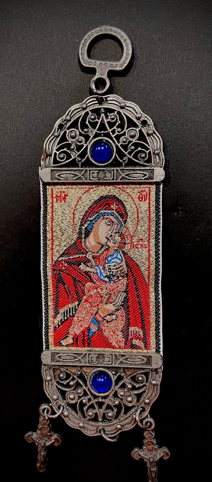 Vintage Grieks Orthodoxe Maria met Kind Icoon Hanger, Ophalen of Verzenden