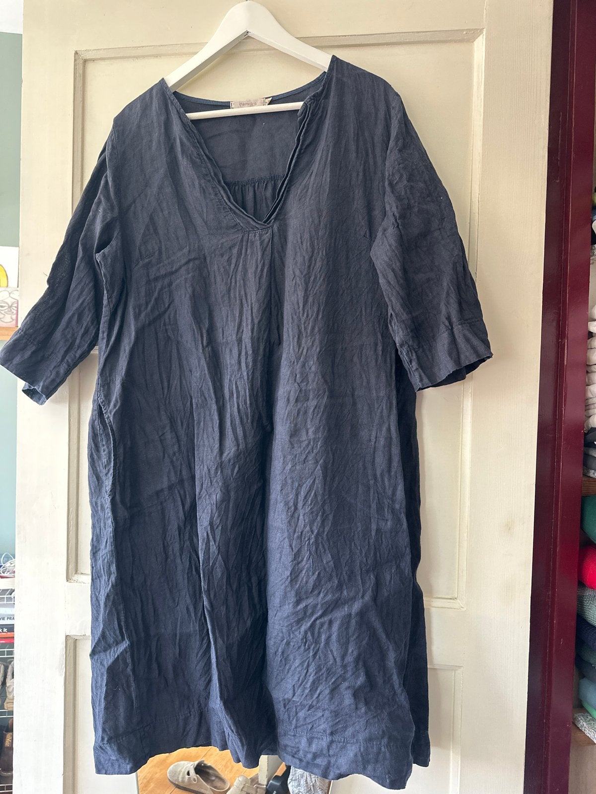 Paprika donkerblauwe linnen jurk maat M, Kleding | Dames, Maat 38/40 (M), Blauw, Ophalen of Verzenden, Gedragen