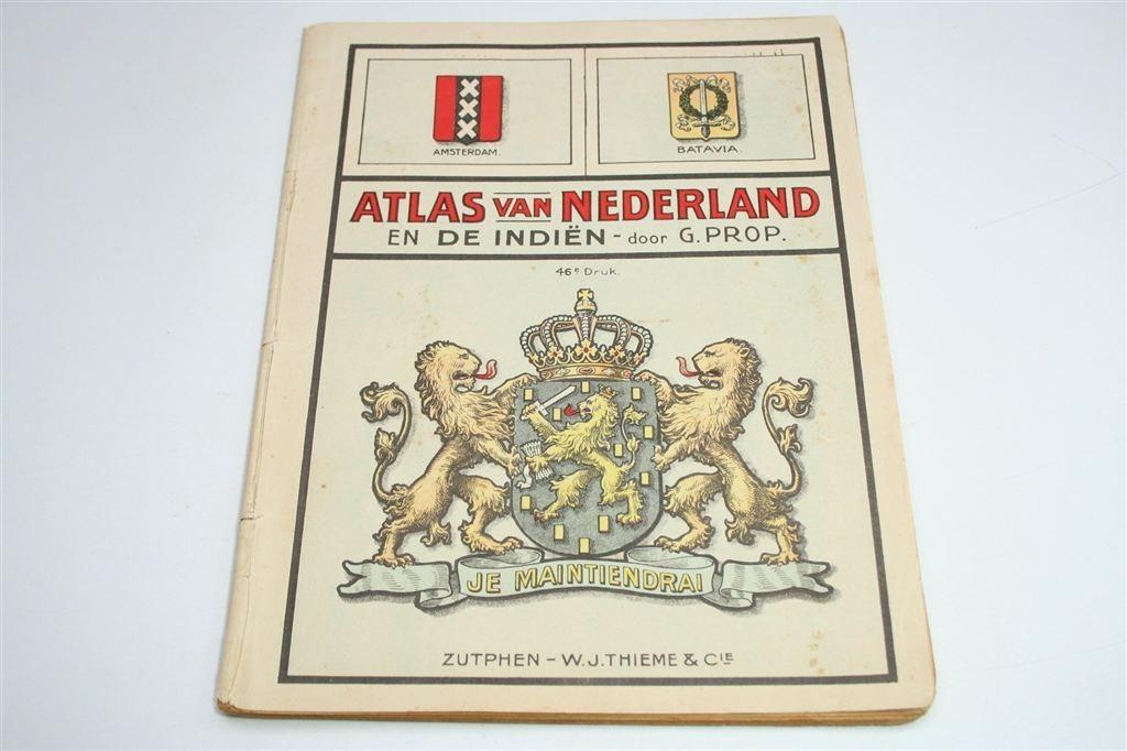 Atlas Nederland & Indiën — Prop — 46e Druk ca. 1945, Boeken, Gelezen, Ophalen of Verzenden, Landkaart, 1800 tot 2000