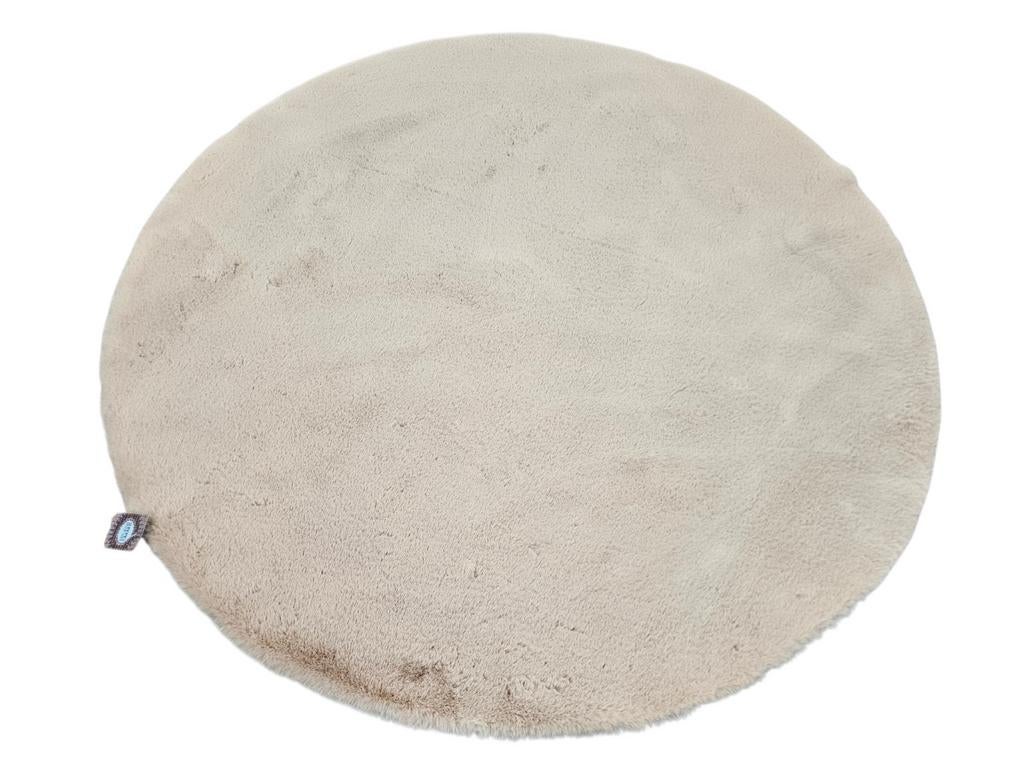 Nieuw rond fluffy faur fur vloerkleed crème 140x140cm, Modern, Comfortabel, Crème, Ophalen of Verzenden, Zo goed als nieuw
