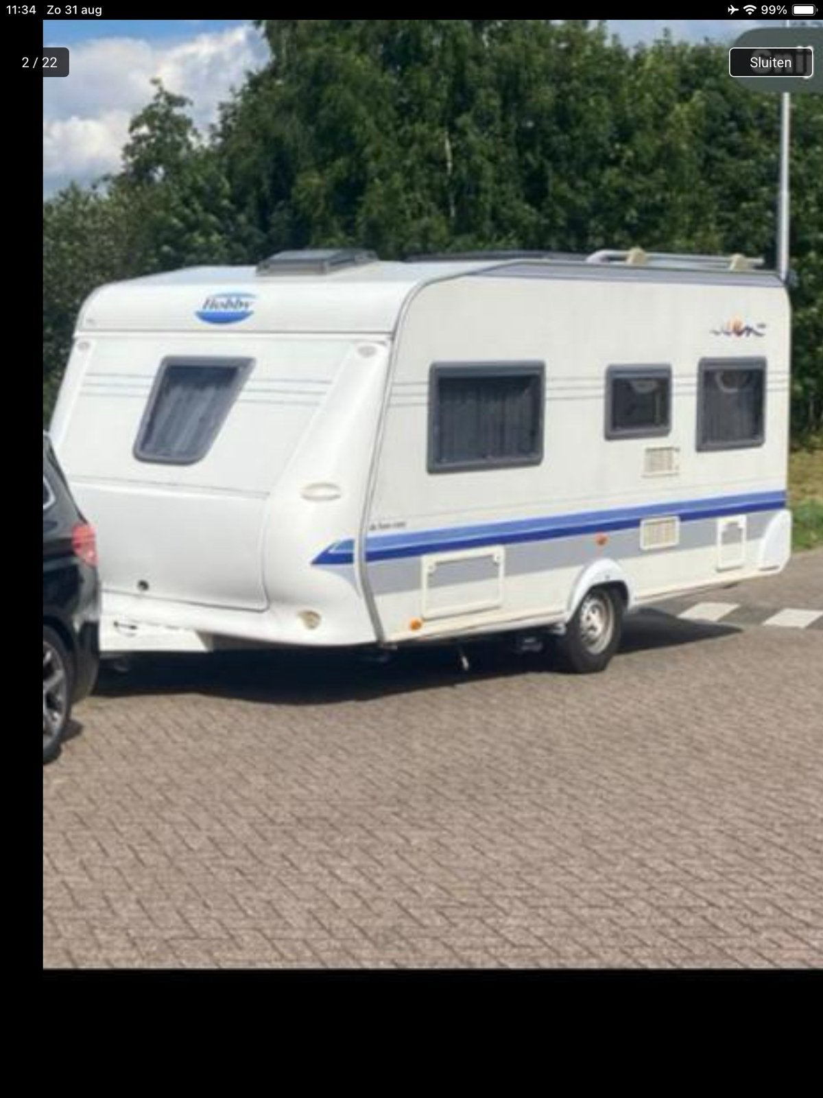 Hobby 460. caravan met ruime rondzit en luifel en frans bed, Rondzit, Hobby, Omvormbare zithoek, Particulier