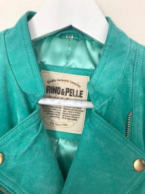 Rino & Pelle suede mint groen jasje/bomper Mt 42, Verzenden, Maat 42/44 (L), Zo goed als nieuw, Jasje