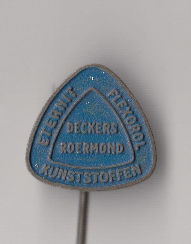Roermond Deckers Eternit Flexorol Kunststoffen speldje, Gebruikt, Niet vindbaar, Niet vindbaar, Speldje of Pin