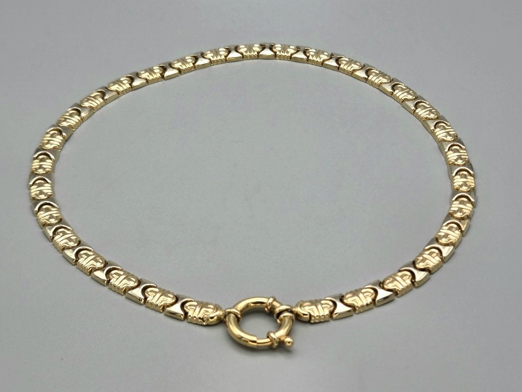 Gouden vintage bi-color schakel ketting/collier. 2026/72., ., Ophalen of Verzenden, Zo goed als nieuw, .