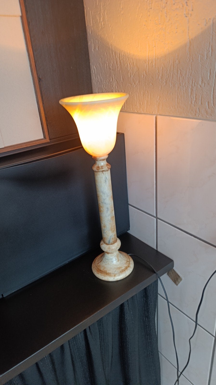 Albasten Tafellamp 53 cm hoog - Sfeervolle Verlichting, Huis en Inrichting, Lampen | Tafellampen, Beige, Gebruikt, Overige merken