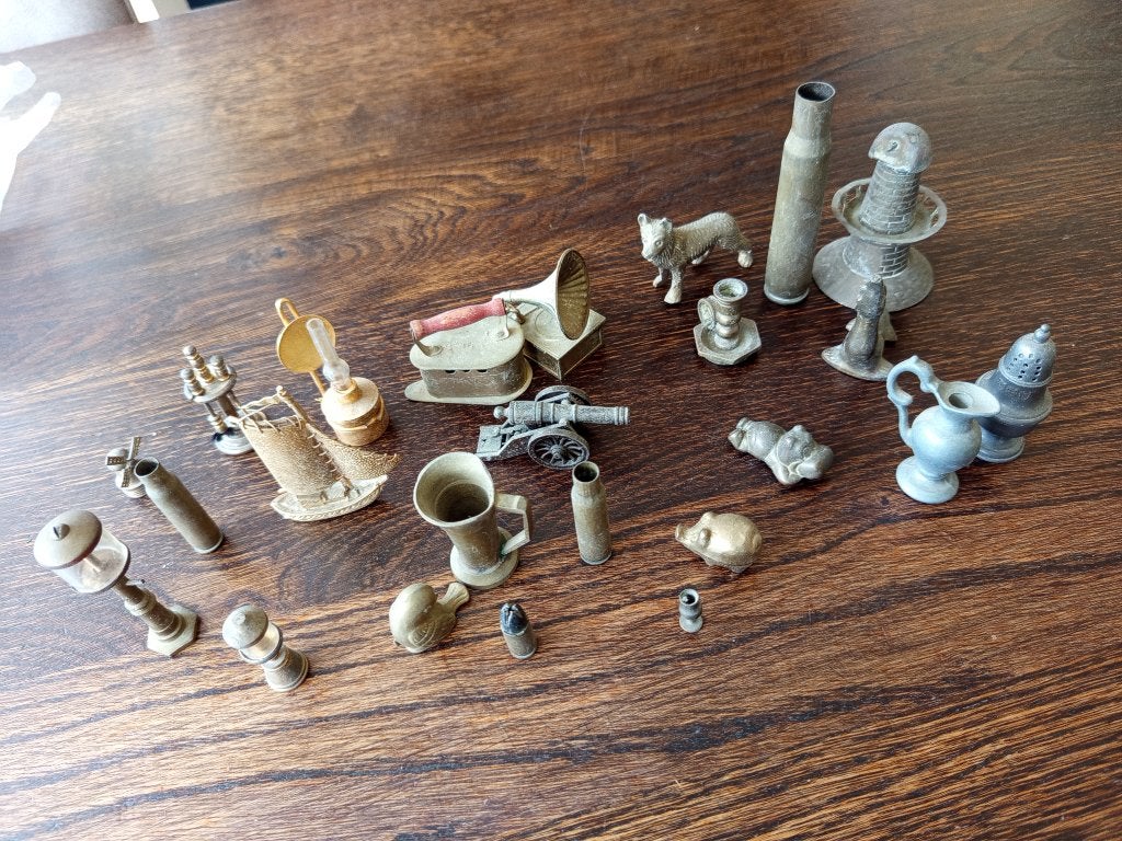 Verzameling van diverse miniatuur messing/bronzen beeldjes, Ophalen of Verzenden, Gebruikt