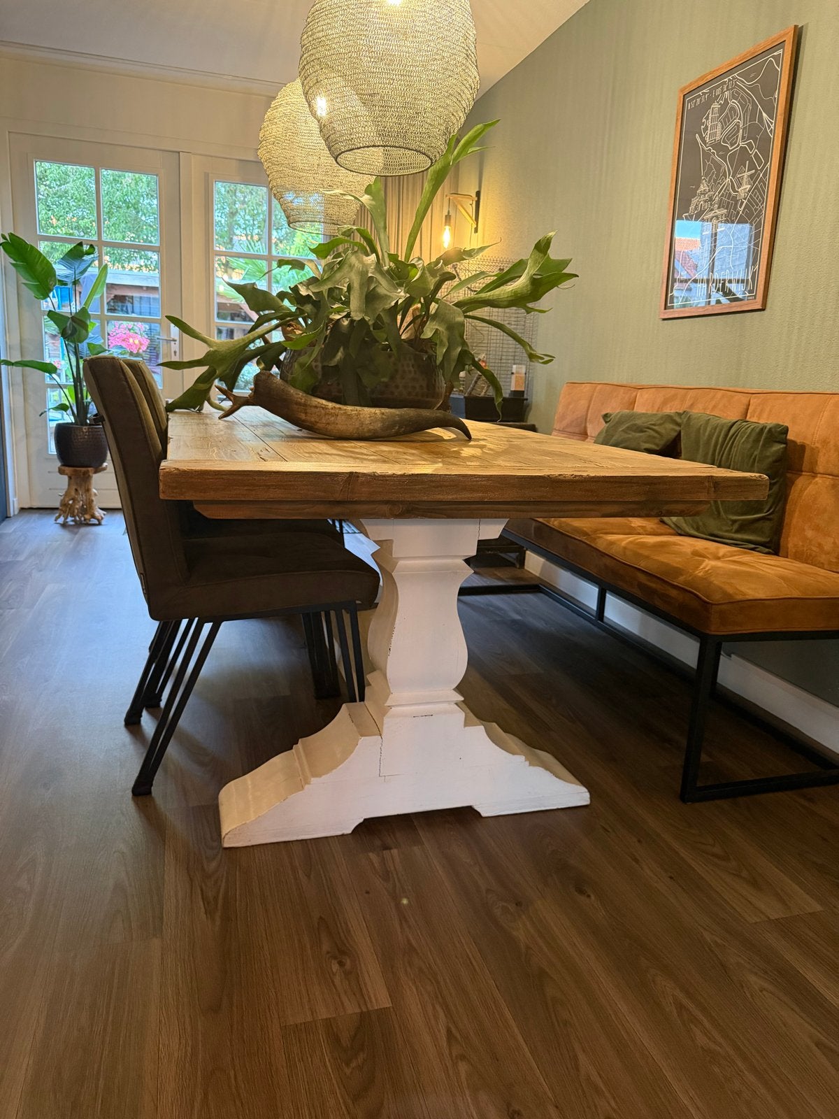 Robuuste eettafel (240x100 cm) - Zware kwaliteit, Huis en Inrichting, Ophalen, Gebruikt, 100 tot 150 cm, 200 cm of meer