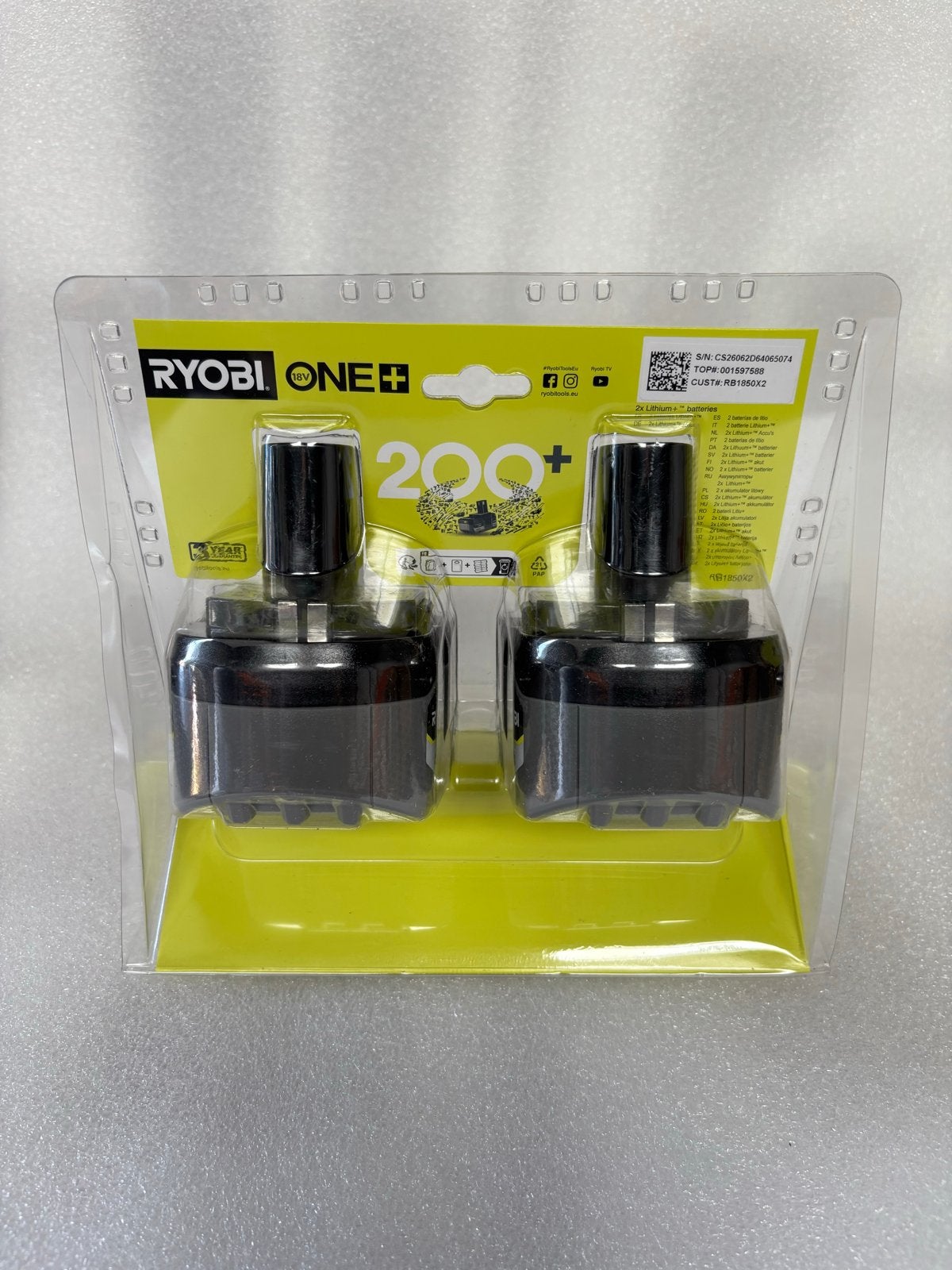 Nieuwe Ryobi ONE+ 18V Lithium+ Accu Set (2 stuks), Ophalen of Verzenden, Nieuw, Minder dan 400 watt, Overige typen