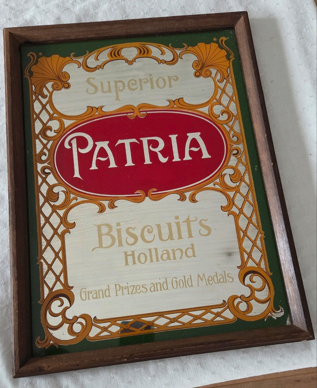 Vintage Patria Biscuits Spiegelreclame - Holland, Antiek en Kunst, Ophalen