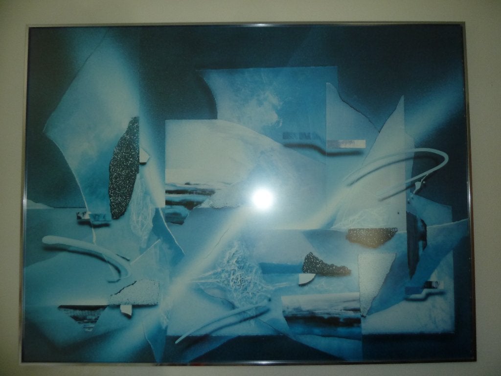 Litho in aluminium lijst, Antiek en Kunst, Kunst | Litho's en Zeefdrukken, Ingelijst, Ophalen, Abstract, Lithografie