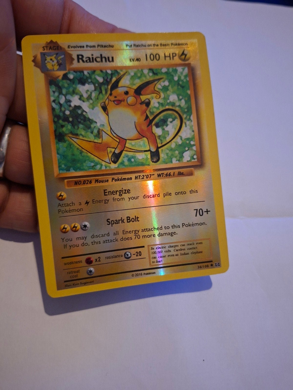 Raichu Pokémon kaart 100 HP - Zo goed als nieuw, Ophalen of Verzenden, Zo goed als nieuw, Losse kaart, Foil
