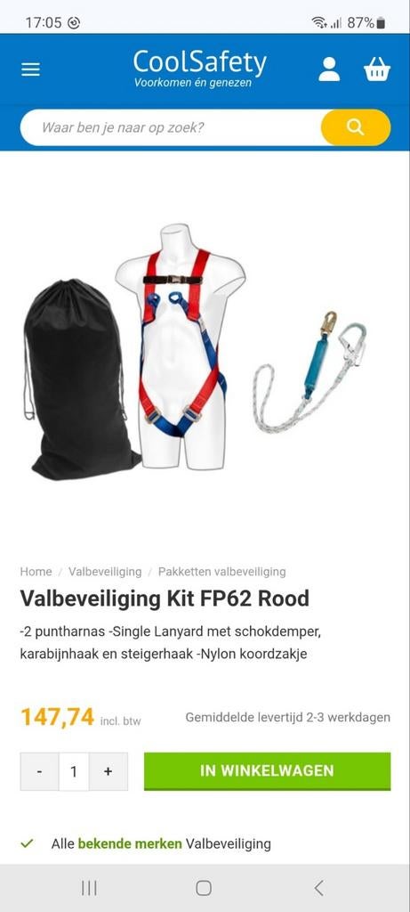 Valbeveiliging 2 st nieuw ongebruikt!, Ophalen of Verzenden, Nieuw