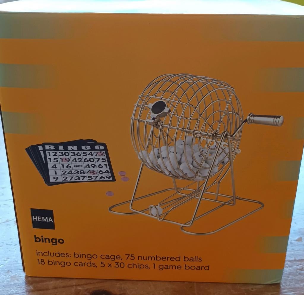 Bingo spel compleet – molen + kaarten + fiches (HEMA), Vijf spelers of meer, Ophalen, Zo goed als nieuw, Bingo