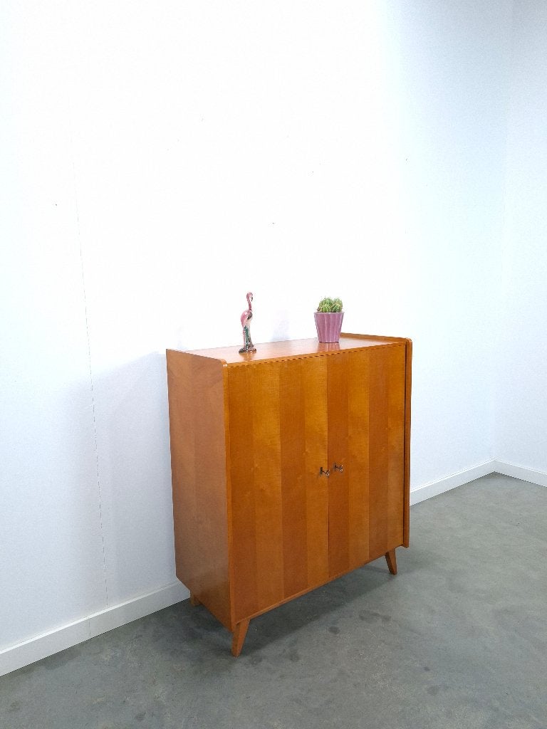 Kledingkast met legplanken en lades vintage, opbergkast, Gebruikt, 100 tot 150 cm, Met lade(s), Ophalen of Verzenden