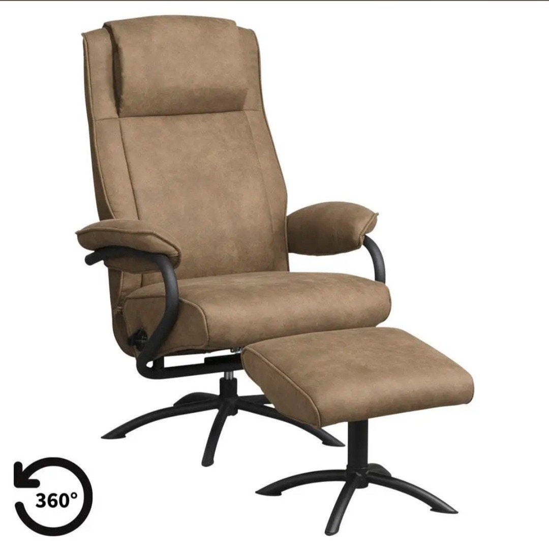 Fauteuil Leenbakker met voetenbankje - Zo goed als nieuw, Ophalen, 75 tot 100 cm, Zo goed als nieuw, 75 tot 100 cm