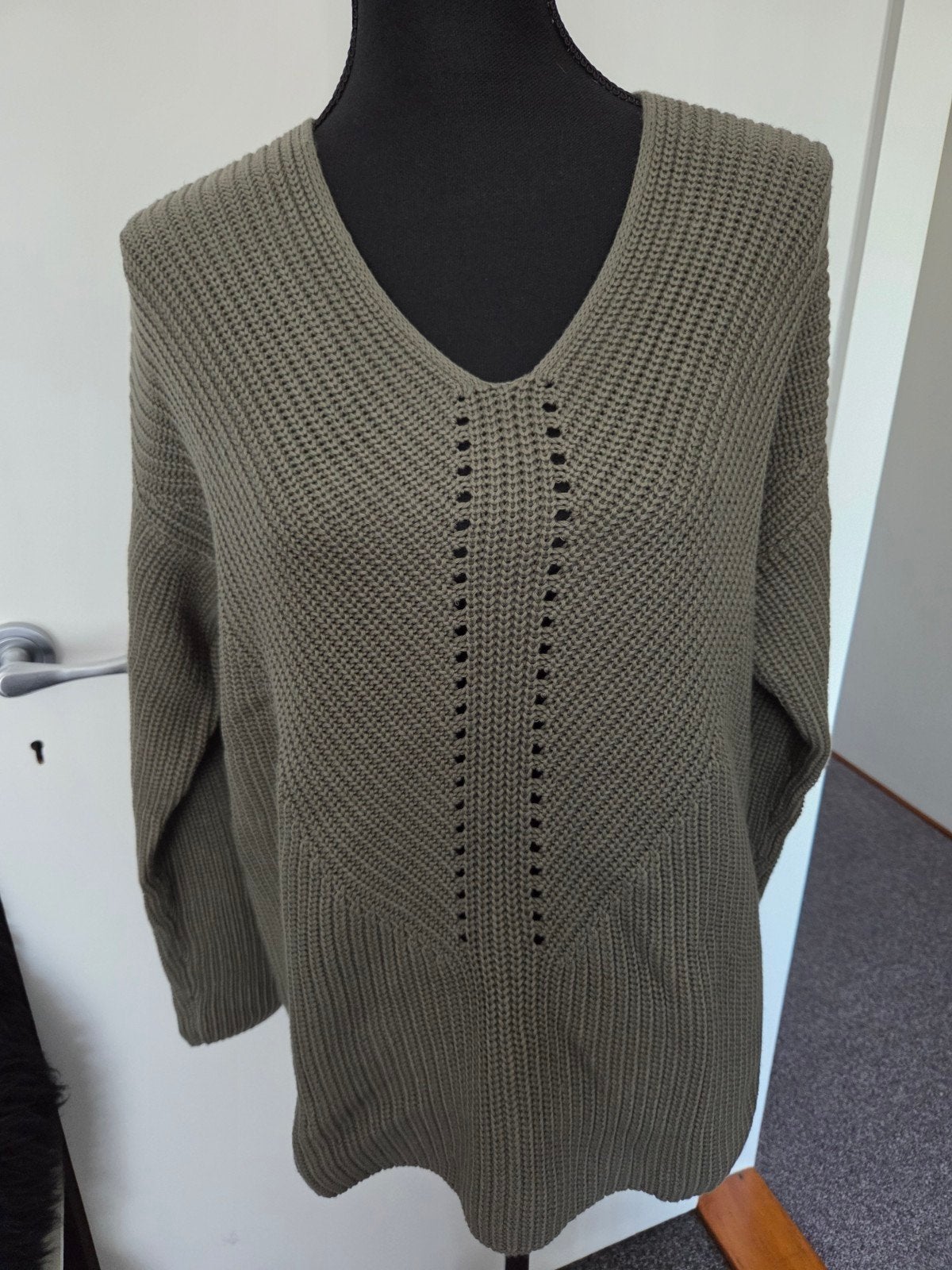 Repeat khaki katoenen trui maat 40 (40/42), Verzenden, Nieuw, Groen, Maat 38/40 (M)
