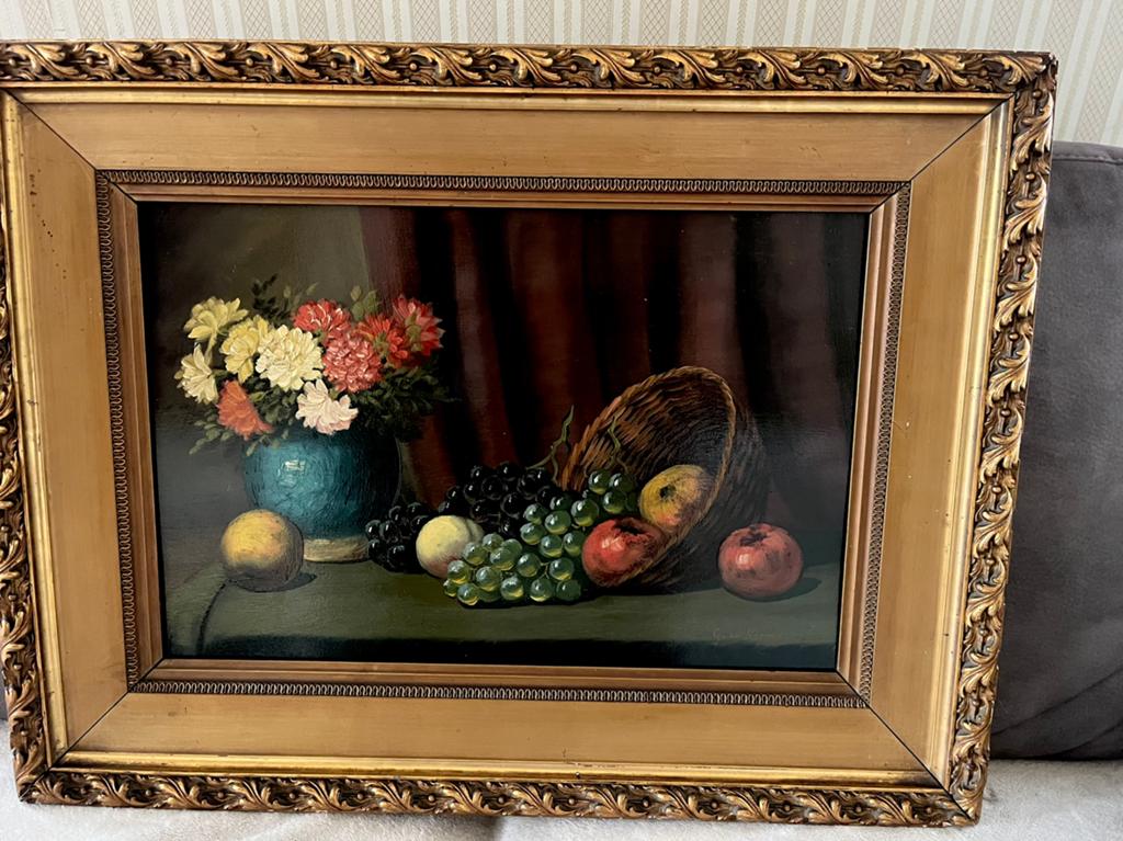 Antiek olieverf stilleven schilderij, Ophalen of Verzenden