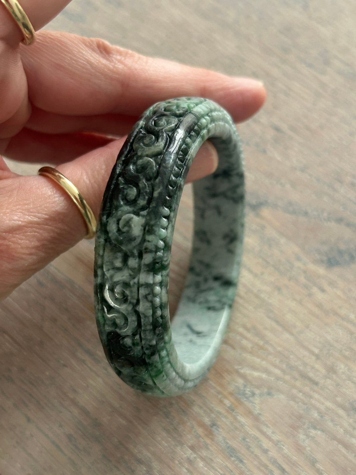 Jadite carving bangle, Ophalen of Verzenden, Zo goed als nieuw