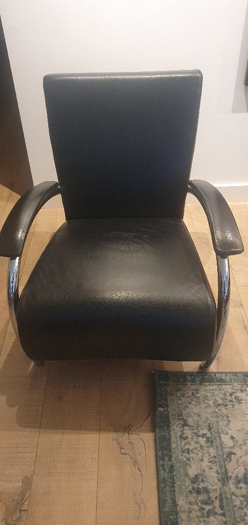 Leren fauteuil 2 stuks, Huis en Inrichting, Fauteuils, Ophalen, Minder dan 75 cm, Zo goed als nieuw, Leer