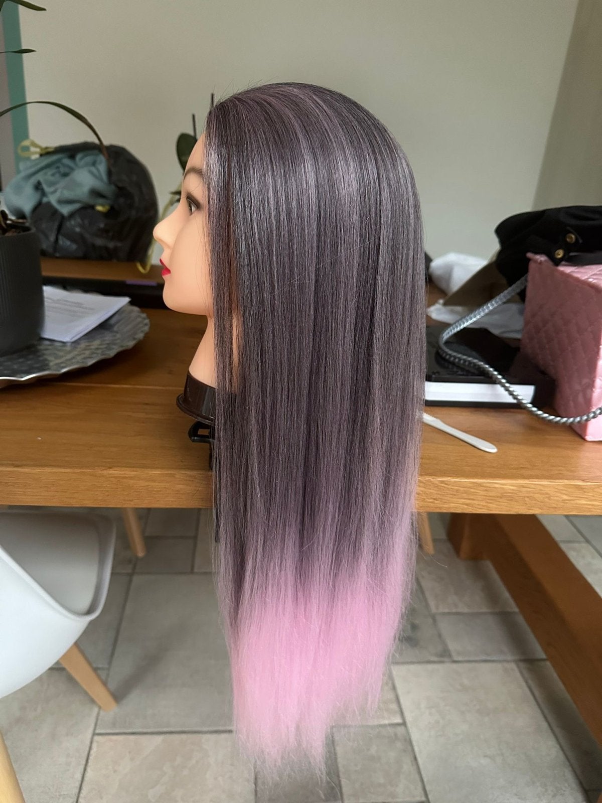 Kappershoofd / oefenpop met haar en tafelklem, Ophalen of Verzenden, Zo goed als nieuw, Overige typen