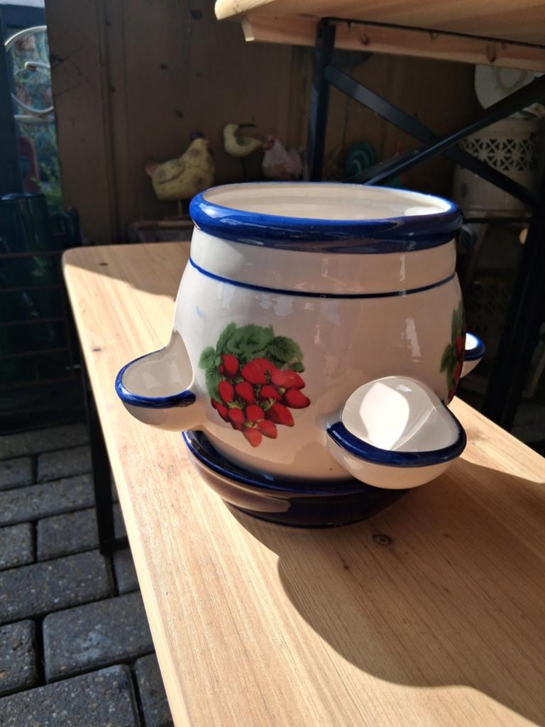 Aardbeienpot van keramiek - Handgeschilderd, Ophalen