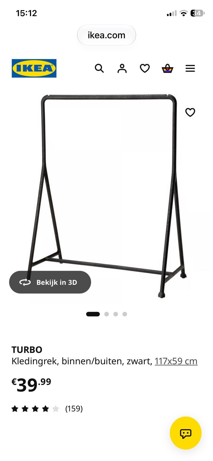 NIEUW Turbo kledingrek met skubb opberger en kleerhangers, Ophalen, Nieuw