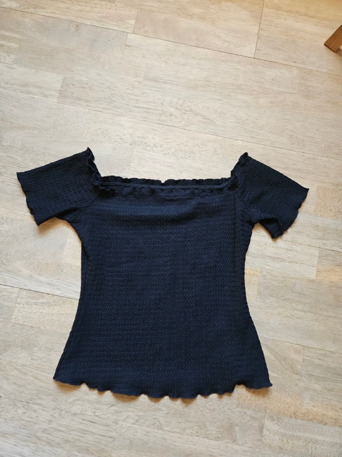 Zwarte off shoulder top, Zwart, Ophalen of Verzenden, Zo goed als nieuw, Korte mouw