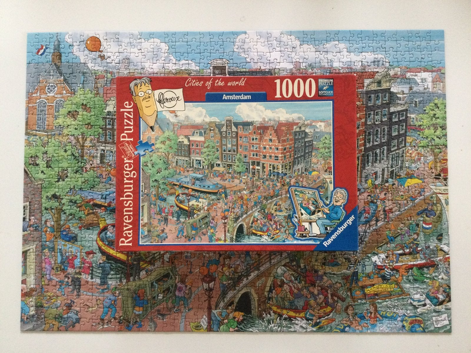 Puzzel Amsterdam Ravensburger 1000 stukjes, Ophalen of Verzenden, 500 t/m 1500 stukjes, Gebruikt, Legpuzzel