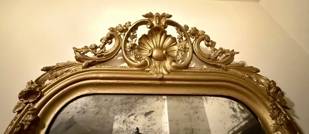 *** UNIEKE, VERGULDE ANTIEKE WANDSPIEGEL Ca.185x 83cm HxBr., Ophalen, Rechthoekig, 50 tot 100 cm, 150 tot 200 cm