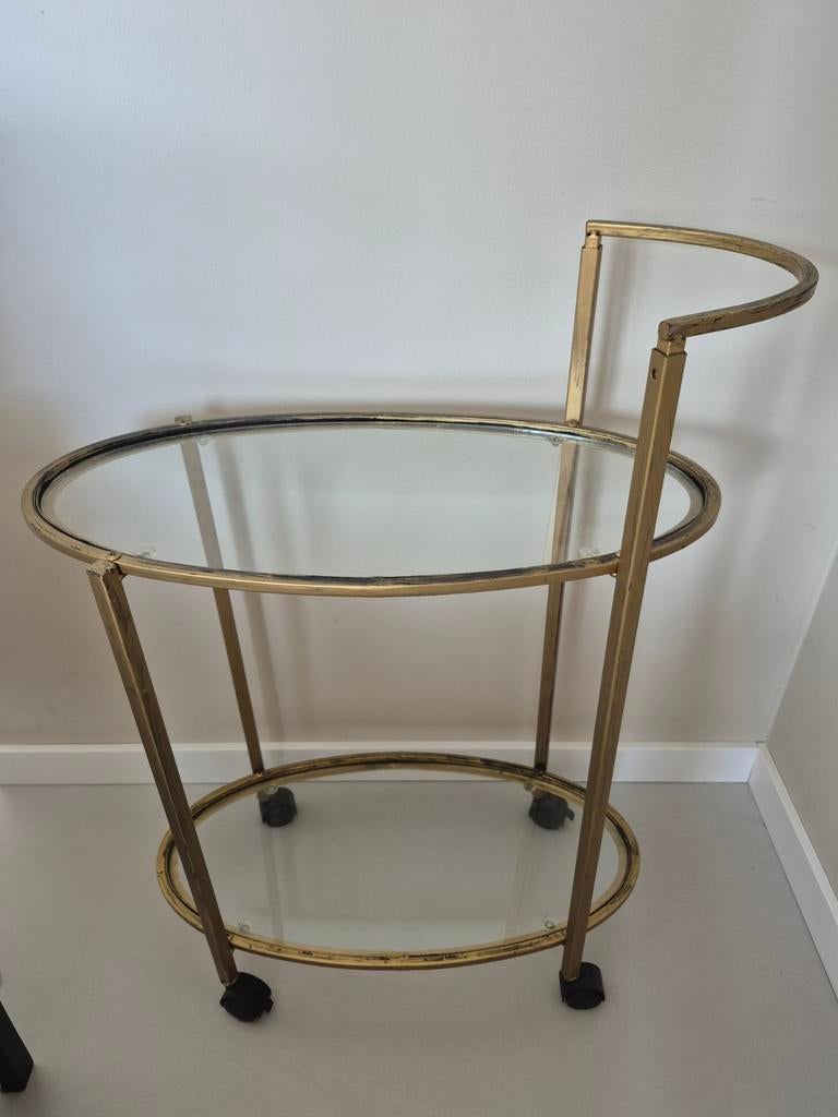Goudkleurige serveerwagen / trolley Woood, Ophalen, Metaal of Aluminium, 55 tot 75 cm, Zo goed als nieuw