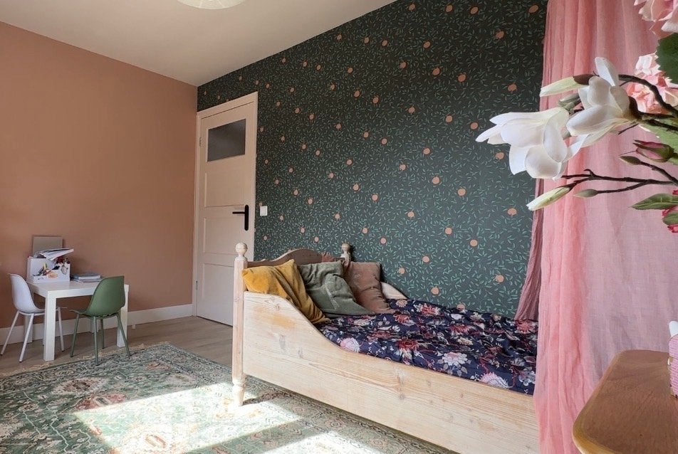 Vintage houten kajuitbed - 90x170cm brocante eenpersoonsbed, Huis en Inrichting, Slaapkamer | Bedden, Ophalen, Gebruikt, 90 cm