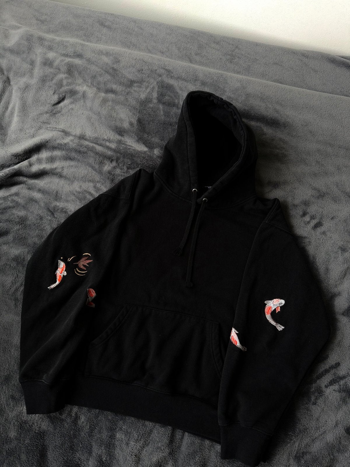 Derschutze hoodie met Koi karper borduursels, Kleding | Heren, Ophalen of Verzenden, Zo goed als nieuw, Maat 48/50 (M), Zwart